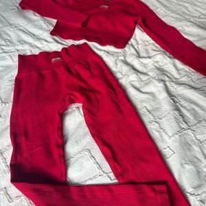 Bo+Tee Ribbed Red Leggings - image 1